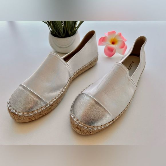 ALDO Espadrilles Flats White Silver-Toed - Picture 6 of 10